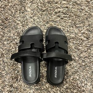 Soda Black Slide Sandals